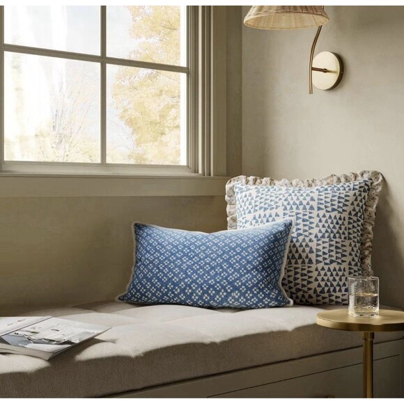 Square Bird in Nature Pillow Printed Reverse and Ruffle Trim neutral Threshold - Picture 8 of 10